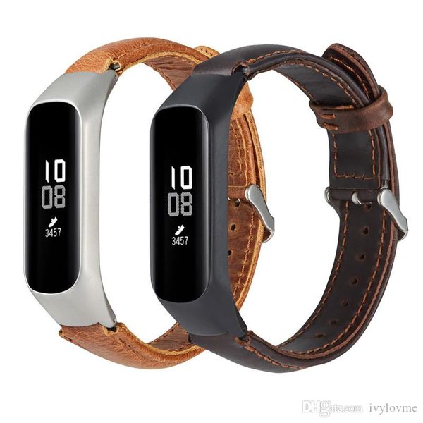 Samsung Galaxy Fit için Paslanmaz Çelik Çerçeve Bilek Kayışı E R375 Samsung Galaxy Fit-E R375 Için Deri Kordonlu Erkek Kadın Bantları