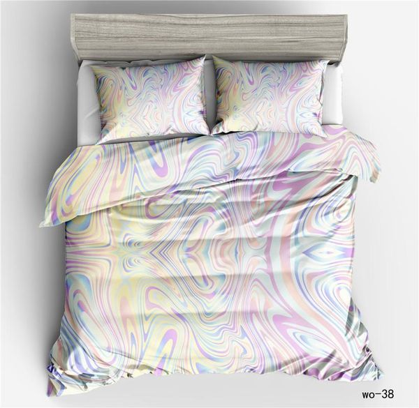 

colorful bedding set rainbow printing duvet cover king  size girls comforter pillowcases 2/3pcs bedclothes sets