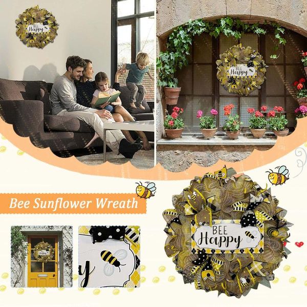 

decorative flowers & wreaths modern home decor items 3d simulation bee sunflower artificial wreath living room patio door decoration pendant