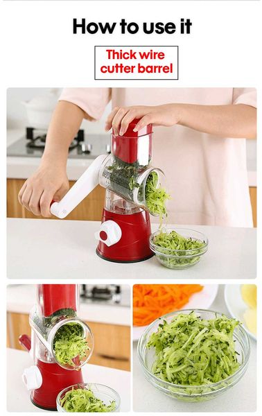 

kitchen gadget vegetable chopper 3 in 1 round grater cutter potato spiralizer