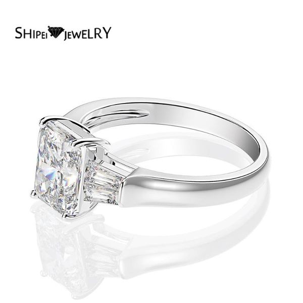 

cluster rings shipei 925 sterling silver white square greated moissanite diamonds gemstone wedding fine jewelry engagement gold, Golden;silver