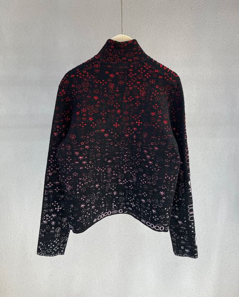 

female winter jackets women sweaters 2022ss black floral high collar jacket zip wool sweater coats tech fleece women hoodie size sm and l, White;black