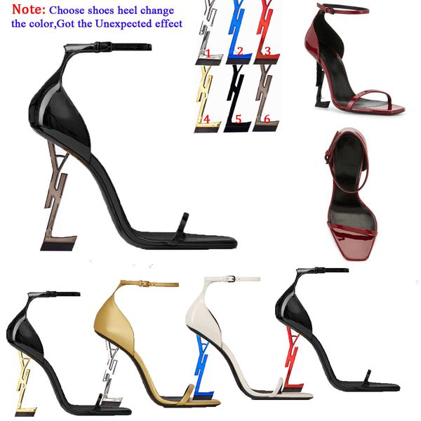 

2021 fashion dress shoes ladies red golden high heels sandals exquisite and comfortable strap women letters short boots leather material siz, Black