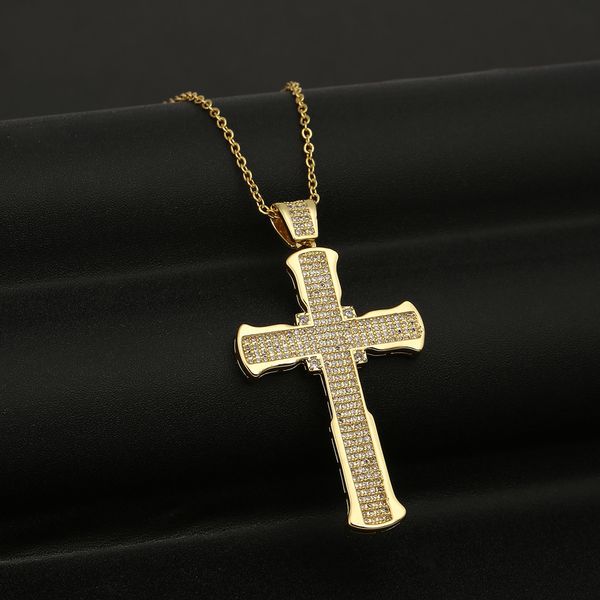 

jewelry necklace copper zircon cross pendant necklace collarbone chain, Black
