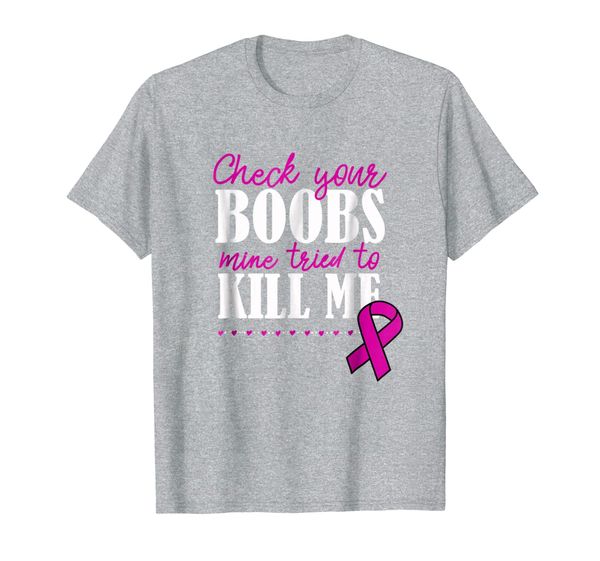 

check your boobs tshirt for women breast cancer survivor, White;black