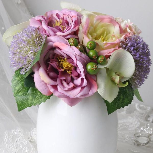 

butterfly orchid peony bouquet wedding decoration artificial flowers for home el garden decor decorative & wreaths