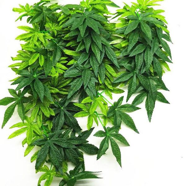 

simulation green hanging leaves for aquarium fish tank reptile feeder box decor decorations