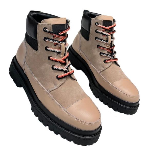 

boots british wind genuine leather thick bottom winter motorcycle ankle female suede lace up shoes for women, Black