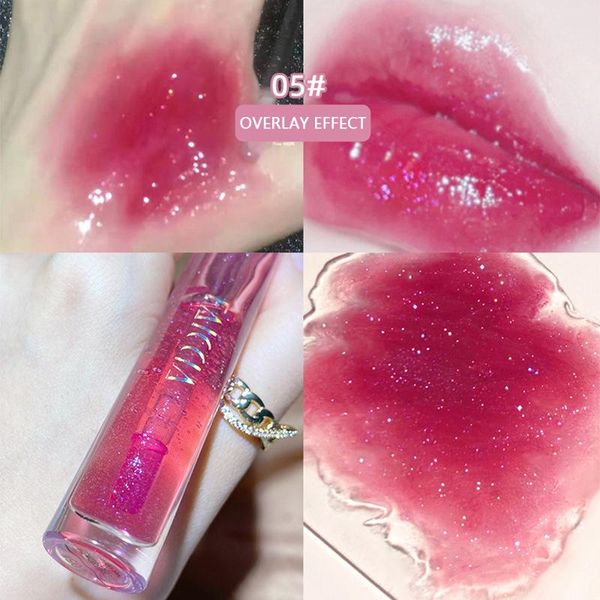 

lip gloss faiccia transparent shimmer glitter water jelly soft oil moisturizing nutritious glaze makeup cosmetic tslm