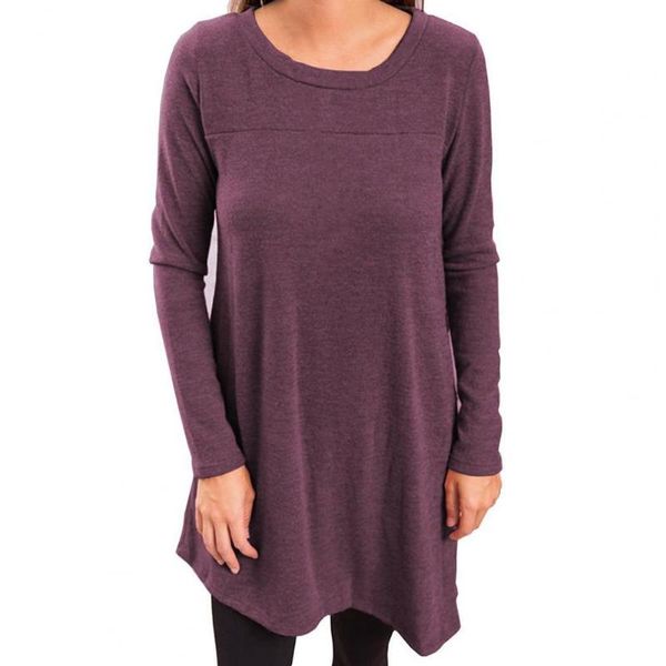 

women's blouses & shirts women blouse long sleeve round neck fashion casual solid color soft touching lady autumn winter, White