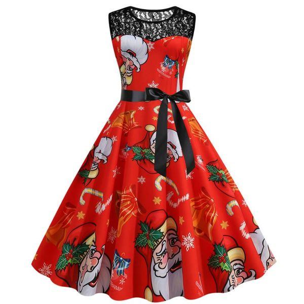 

casual dresses women christmas sleeveless lace 1950s housewife evening party prom vintage elegant dress vestidos de fiesta 2021, Black;gray