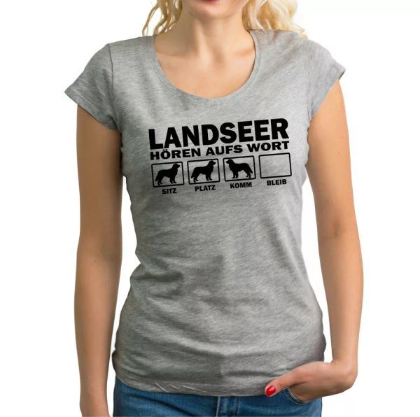 

SALE Landseer hear the word Dog Slogan Ladies T-Shirt Dog L Funny Fun, Mainly pictures