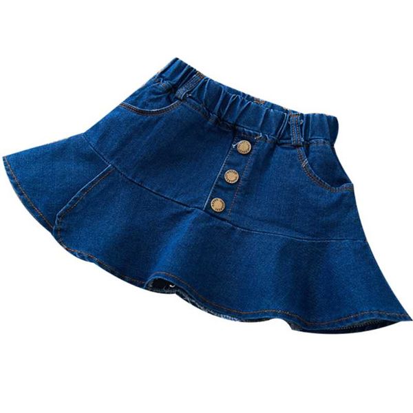 

sweet baby girls jeans skirts 2021 spring princess pleated skirt children washed denim