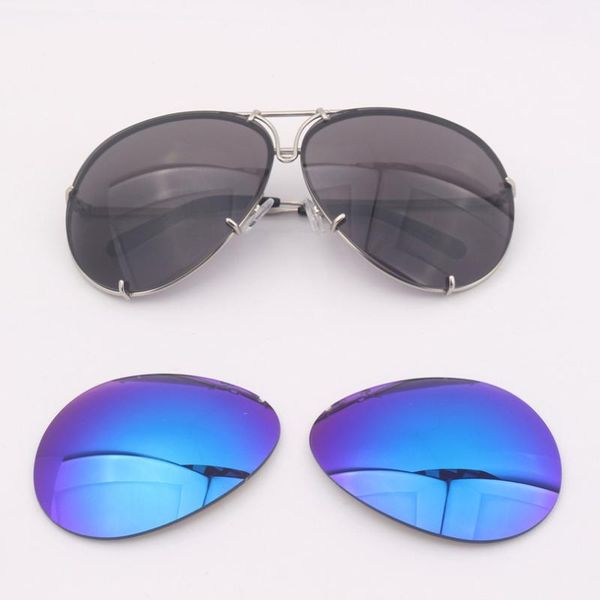 

sunglasses pilot metal frame with two pairs lenses for men driving style blue mirror lens women, White;black