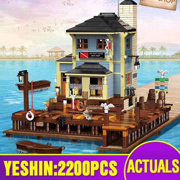 

creative bricks the dive shop fishing lighthouse and boat hous diner model building blocks 21310 toys kids christmas gifts 1008