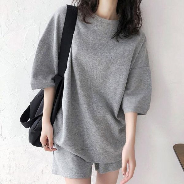 

yoga outfit 2 pieces sets women tracksuit oversize casual cotton t-shirt shorts set female suits sportswear suit fitness clothing