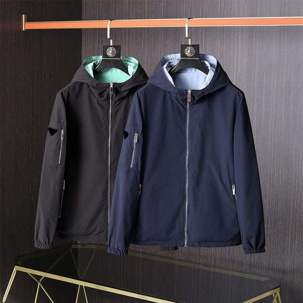 

designer style fashion prad jacket spring autumn outwear windbreaker zipper double faced clothes coat outside sport euro size men's clo, Black;brown