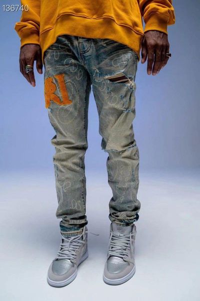 

men's jeans rk770 fashion 2021 runway luxury european design party style clothing, Blue