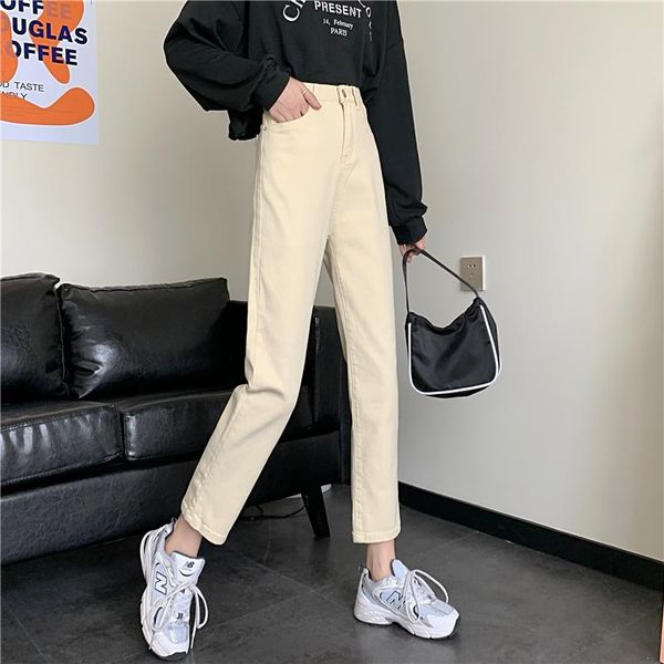 

women's jeans dd027 summer slim high-waisted straight loose wide-leg pants, Blue