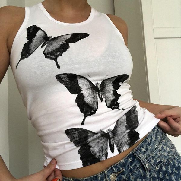 

women's tanks & camis y2k tie dye tank crop summer women 2021 vintage harajuku printed streetwear white round neck sleeveless skinn