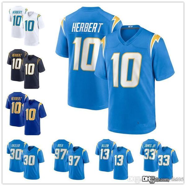

men los angeleschargersjersey 33 derwin james 10 justin herbert 30 austin ekeler 97 joey bosa 13 keenan allen football jerseys, Black;red