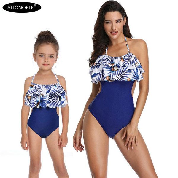 

one-piece suits aitonoble mommy and girl's swimwear women bikini two pieces ruffle beachwear