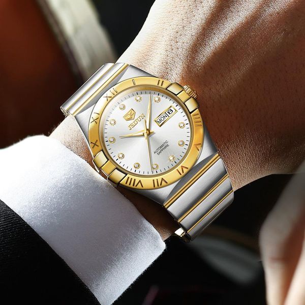 

wristwatches luxury mechanical nh36 movement men's watch luminous calendar sapphire men watches automatic stainless steel business cloc, Slivery;brown