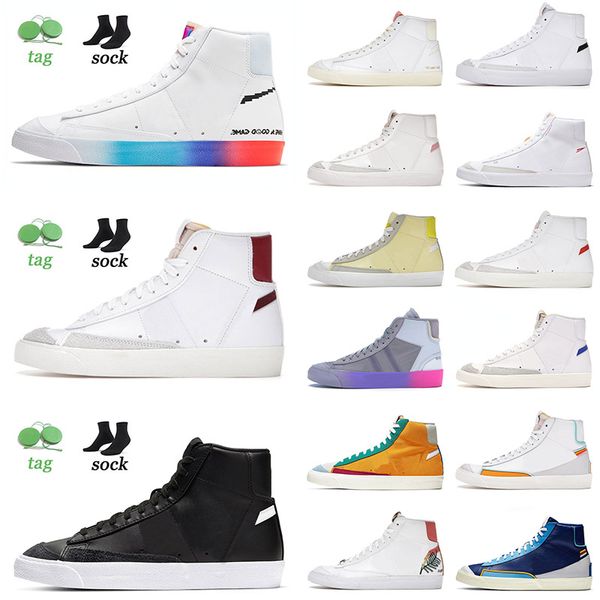 

mens trainers blazer mid 77 vintage platform casual shoes designer black white team red raygun celestine blue indigo popcorn trainers sneake