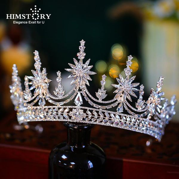 

hair clips & barrettes himstory luxurious rhinestone crystal wedding crown queen bridal tiara women beauty pageant jewelry accesso, Golden;silver