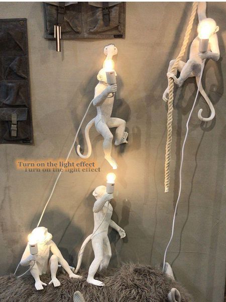 

nordic creative rope monkey lamp living room dining personalized animal wall web celebrity restaurant decorative