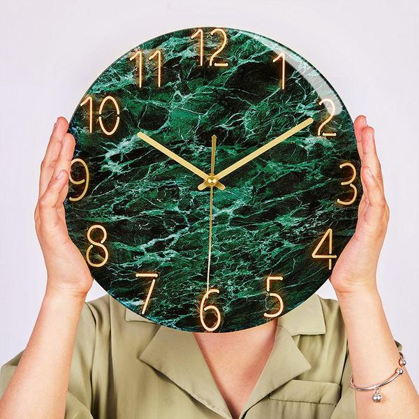 

wall clocks marble texture clock unique design living room decoration quartz 30cm mute bedroom watch for gift g065
