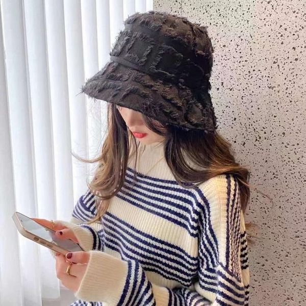 

wide brim hats women black white grace bucket fall winter warm sunscreen panama cap outdoor beach sunbonnet fedoras plaid fisherman bonnet, Blue;gray