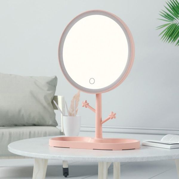 

compact mirrors led makeup mirror with light lamp storage deskrotating accesssories