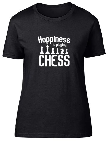 

happiness is playing chess ladies womens fitted t-shirt, White;black