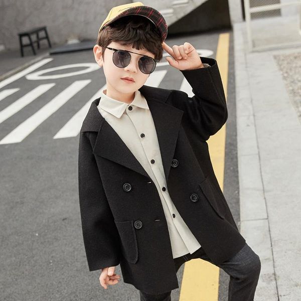 

tench coats fashion double-sided pinion solid turn-down collar children's clothing for boy 3-13 years old kids clothes 2 colors, Camo