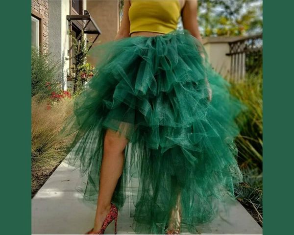 

skirts chic women halloween tulle fluffy hi low shape plus size maxi tutu skirt ruffled party prom birthday, Black