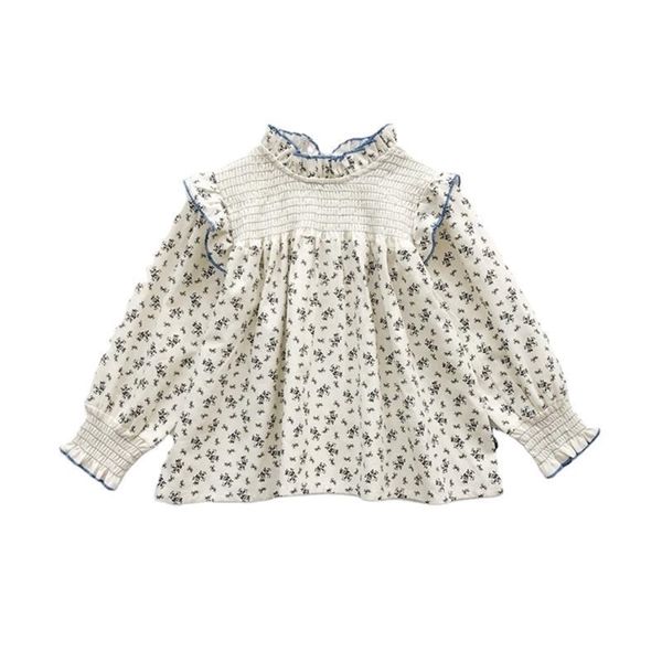 Meninas bebê camisa floral algodão infantil de manga comprida criança menina cair roupas blusa 210702