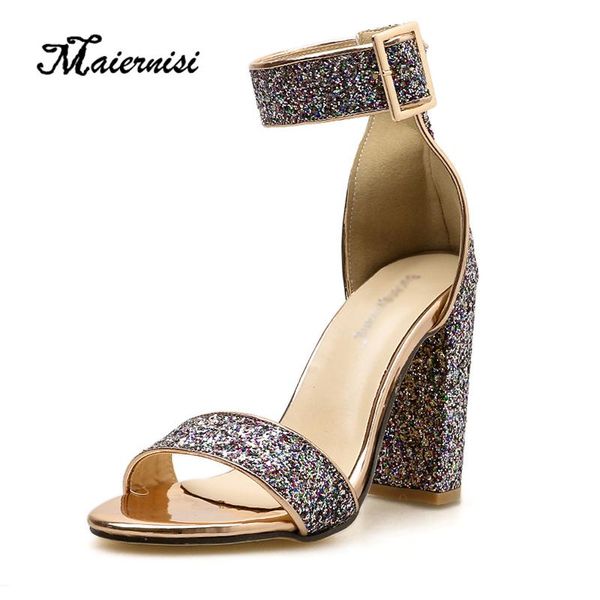

shining women sandals high heels 10cm party wdding quality shoes big size nightclub lady, Black