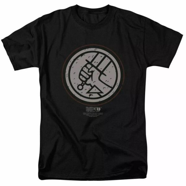 

hellboy 2 the golden army mignola style logo t shirt mens licensed movie black, White;black