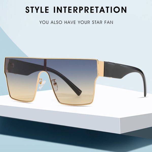 

men's and women's sunglasses one piece goggles popular fashion metal square sun glasses shade travel size face shape universal bel, White;black