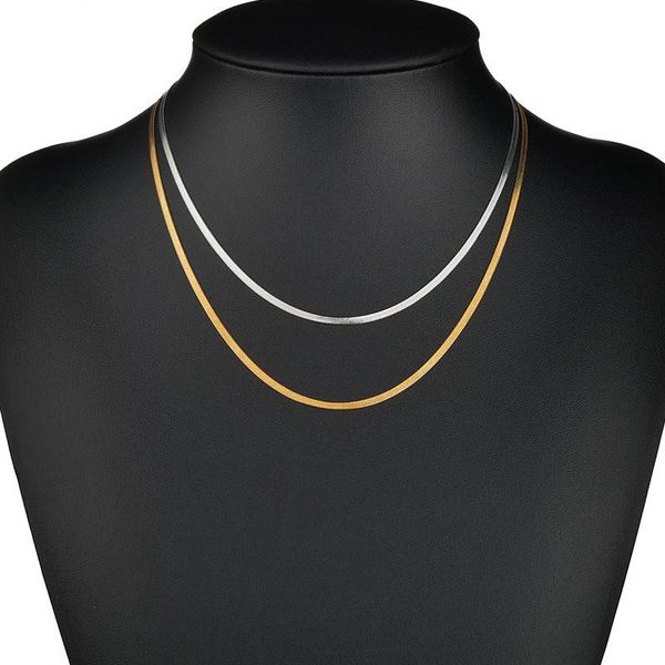 

chains fashion snake chain women necklace choker stainless steel herringbone gold silver color for jewelry