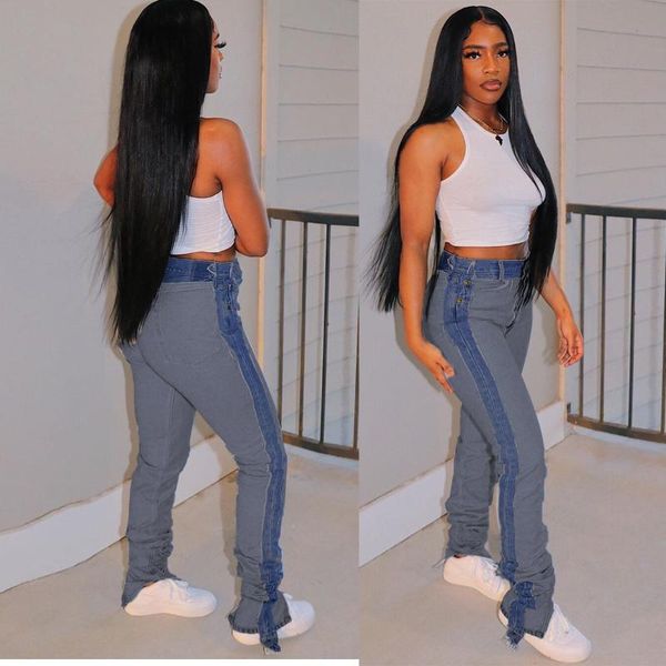 

women's jeans retro pants for women wholesale casual pencil fashion waist, Blue