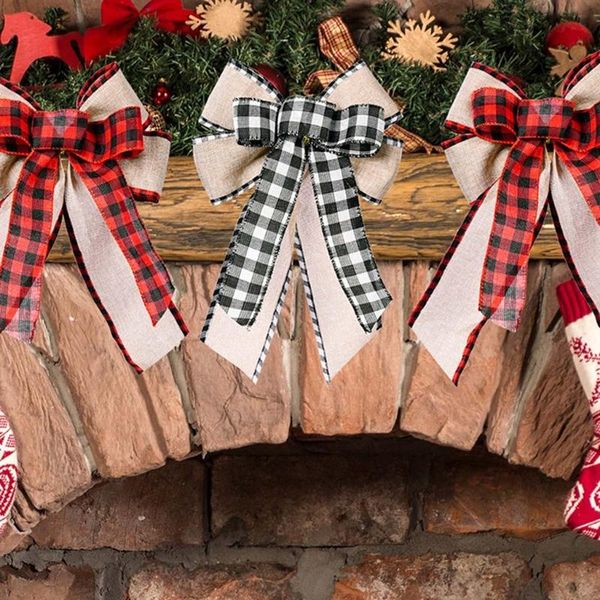 

christmas decorations plaid bow wreath holiday diy crafts door decor bowknot ornaments for tree er xmas wedding party