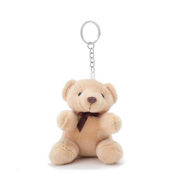

10pcs/lot 10cm 20g mini teddy plush keychain and pendant light brown bear doll toys, Slivery;golden
