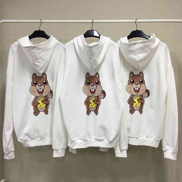 

2020 new trendy drew casual back squirrel print couple zipper hoodie, Black