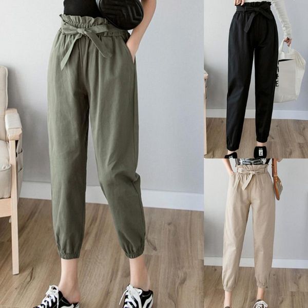 

women's pants & capris women pencil 2021 spring autumn plus size woman ol style female work suit pant loose trousers, Black;white