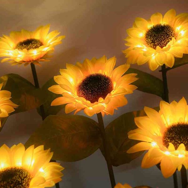 

new led sunflower solar outdoor decoration simulation garden lawn plug in lamp