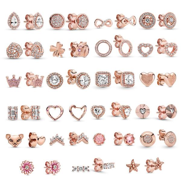 

stud ylynxf 925 sterling silver earrings bowknot heart with full crystal rose gold color for women party jewelry, Golden;silver