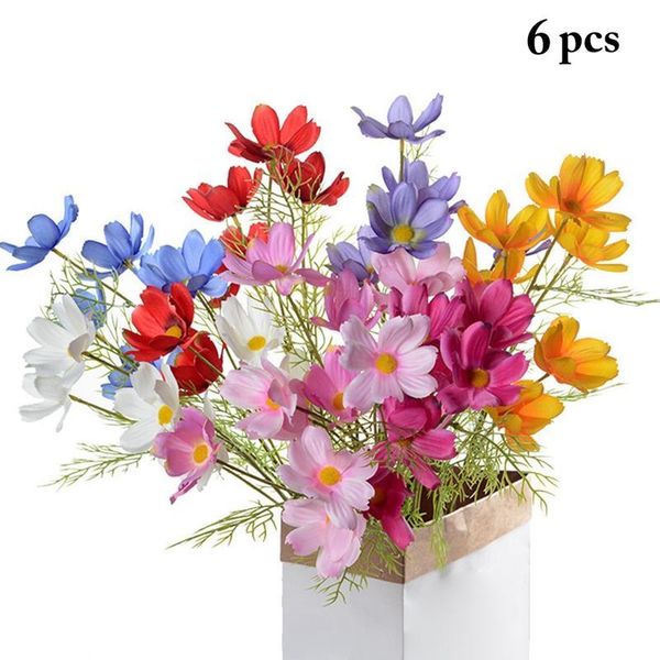 

60cm artificial flowers bouquet 6pcs big fake mixed chrysanthemum faux for home wedding decoration indoor decorative & wreaths