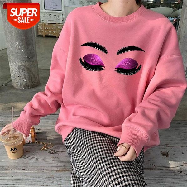 

popular pattern lips eye print sweater plus fleece watermelon red #gn9j, Black
